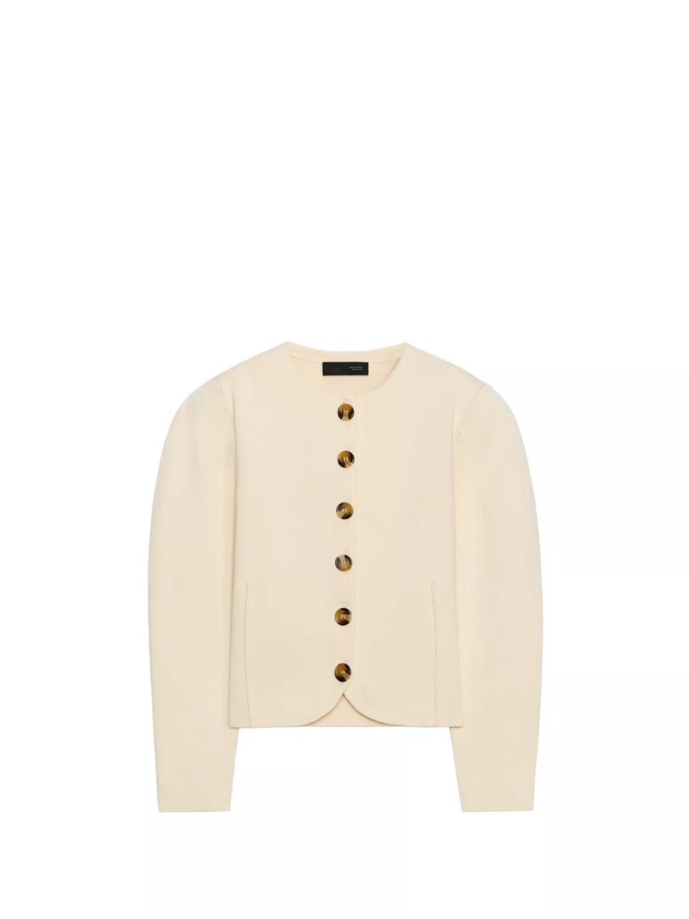 Zara Cream Button-Front Structured Cardigan